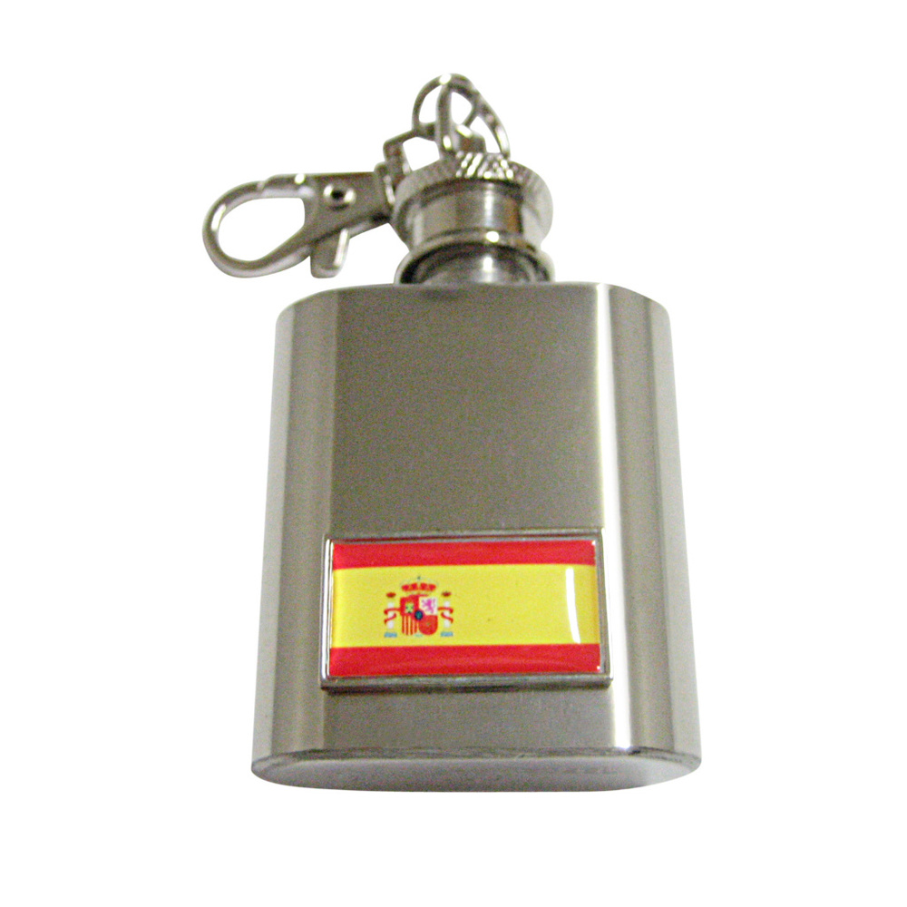 Thin Bordered Spain Flag 1oz Keychain Flask - image 1